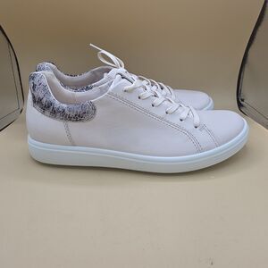 ECCO WOMENS  SOFT 7 BONE COLORED LEATHER SNEAKERS SZ US 8.5 RTLS $160